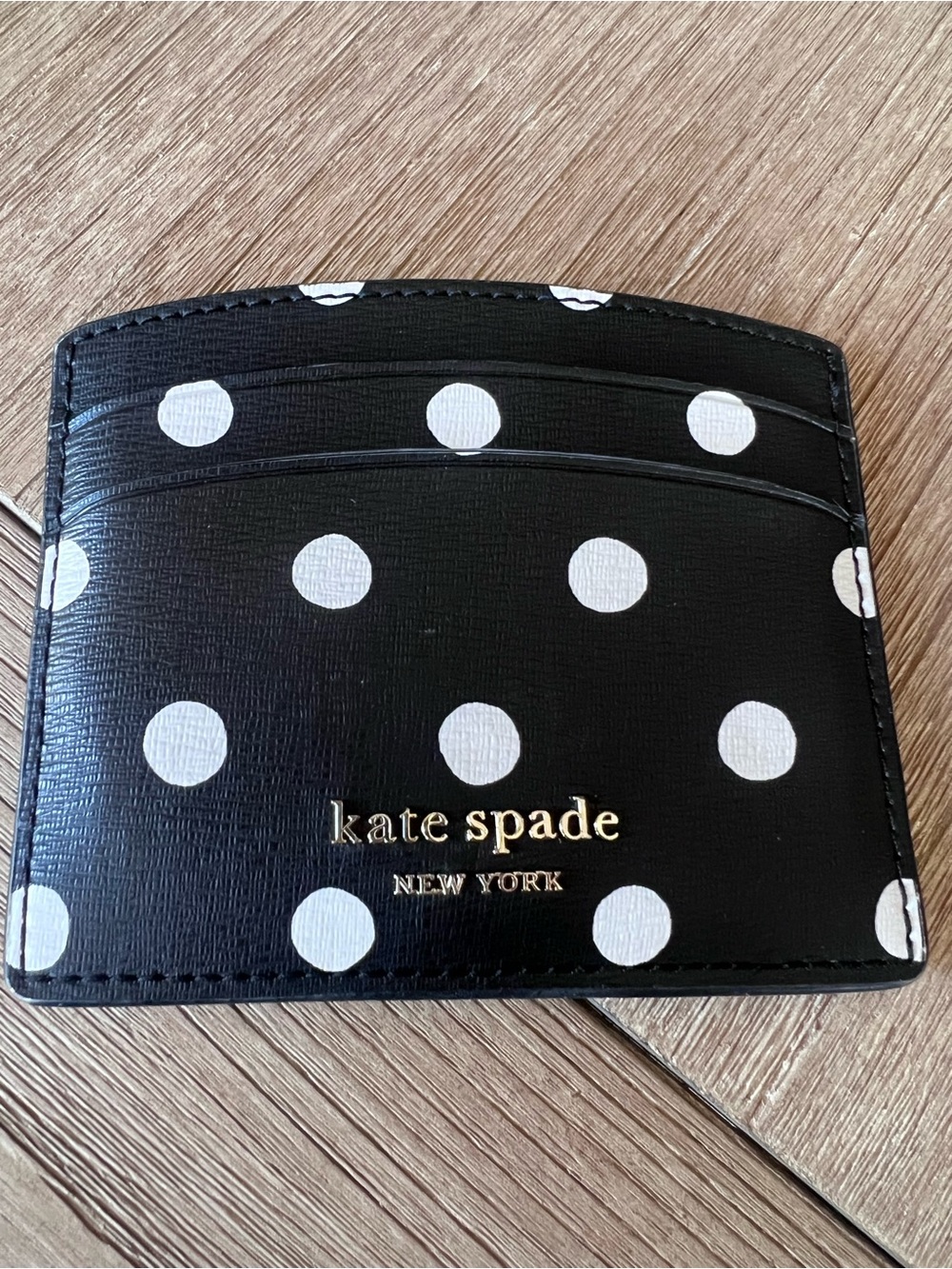 kate spade Black with White Polka Dot Card Slot Wallet
